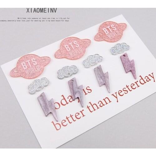 10pcs 2020 Korean Fashion Fresh Glitter Cloud Lightning Round Acetate Pendant Earrings For Women Girls Diy Jewelry Accessories