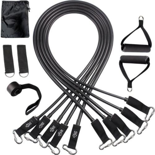 11Pcs Latex Resistance Bands Exercise Band Carry Bag Gym Strength Training