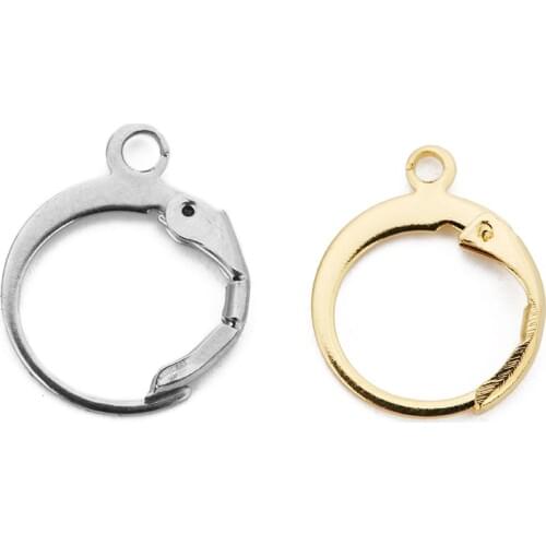20pcs Gold Rhodium 12*14.5mm Stainless Steel Earring Hook Clasps French Earrings Clip Hooks Wire for Earrings Jewelry Making