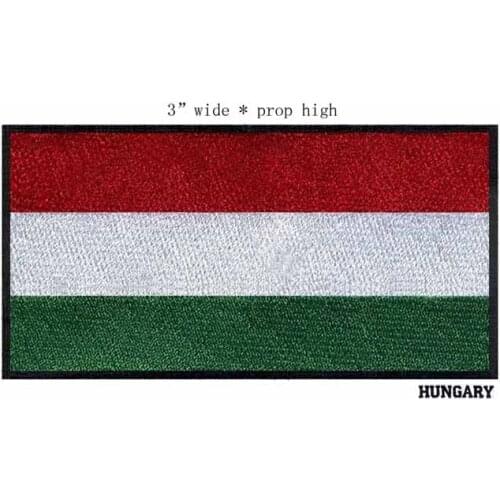 Hungary 3" wide embroidery flag patch for sewing supplies/red white green with black outline/sewing supplies