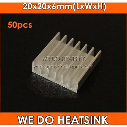WE DO HEATSINK 50pcs 20x20x6mm Aluminum IC LED Cooling Cooler Heat Sink Heatsinks