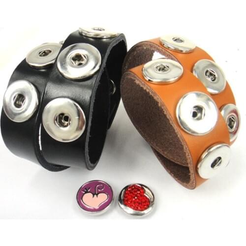 Free shipping fashion Beautiful noble double Leather Wrap Bracelet Fashion metal button leather Bracelet