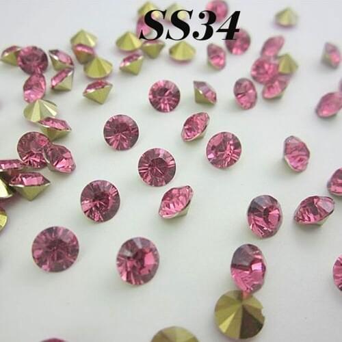 BlingBling!fashion 72pcs/bag SS34 rose color 7mm shiny Resin Pointback rhinestones for jewelry making