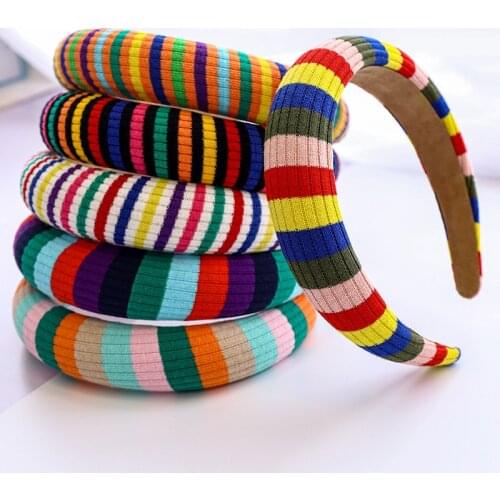 Ccolorful Knitting Plain Sponge Padded Hairband Headband for Women Girls Hair Accessories