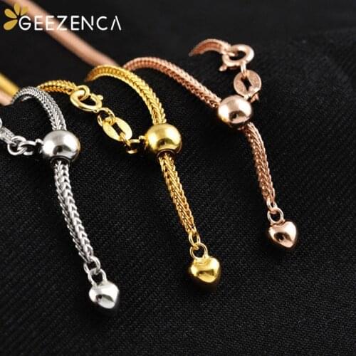GEEZENCA 925 Sterling Silver Snake Chain Necklace With Adjustable Buckle Three Color Rose Gold Plated 1.6mm Chain Necklaces