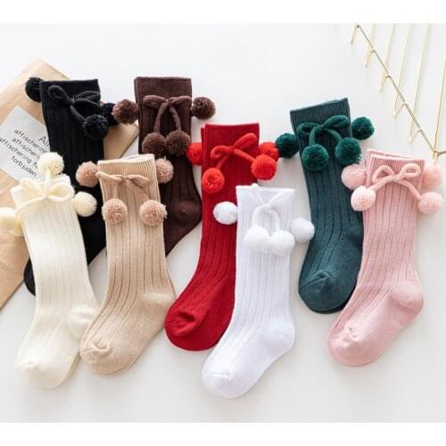 Wecute Baby Kids Socks for 1-2years Child New Autumn and Winter Princess Socks Knitting Cotton Soft Kawai Bow Ball Floor Socks