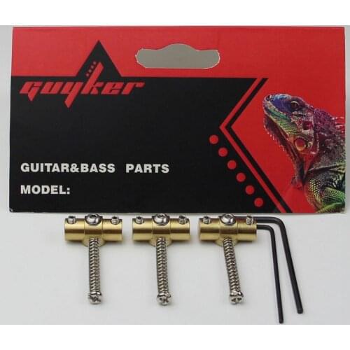 Guitar Bridge Saddles (Set of 3) Brass Compensated Saddle Set with Wrench for TL Electric Guitar