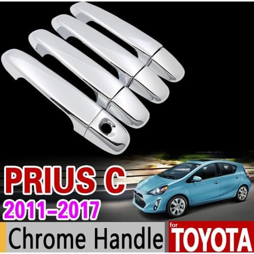 For Toyota Prius C 2011-2017 Chrome Handle Cover Trim Set AQUA 2012 2013 2014 2015 2016 4Dr Car Accessories Sticker Car Styling