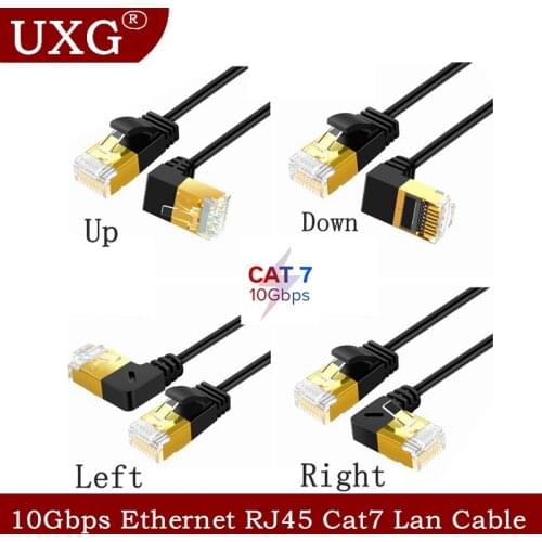 10Gbps Ethernet Cable RJ45 Cat7 Lan Cable UTP RJ45 Network Cable For Cat6 Compatible Patch Cord 90 Degree Right Angle 0.5m 1m
