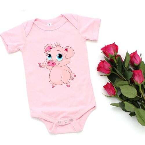 Kawaii Pink Little Pig Baby Girl Clothes Cartoon Cute Animal Newborn Baby Bodysuit Cozy Summer Toddler Romper Ropa De Bebe