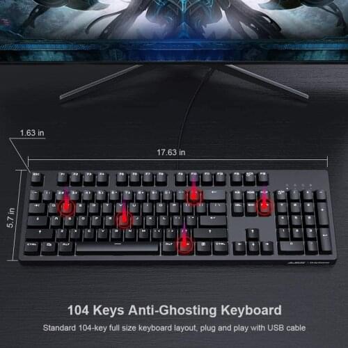 Ajazz AK535 Mechanical Gaming Keyboard Wired Computer Keyboard w/104 Keys Full Anti-ghosting White Backlight for Gamers Typists