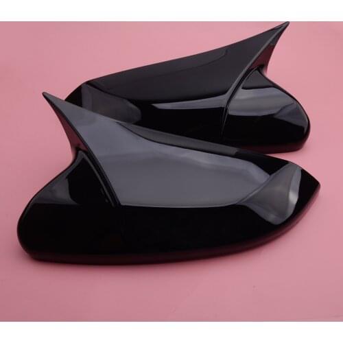 1 Pair Ox Horn Glossy Black Side Rear View Door Wing Mirror Cover Trim Cap Shell Fit for Honda Civic 10th 2016 2017 2018 2019