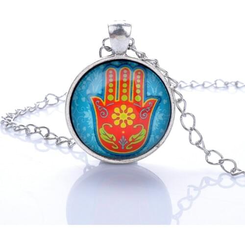 Lureme Simple Retro Style Red Palm Time gem Silver Tone Chain Pendant Necklace for Women and Men 2015 Fashion Jewelry