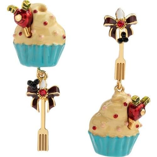 Cute Fashion Personality Cake Ice Cream Earrings Stud Summer Fresh Girl Asymmetrical Earrings Student Girlfriend Birthday Gift