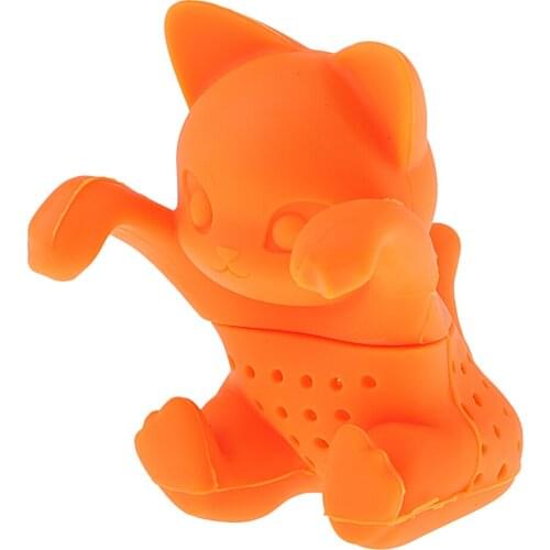 Cute Orange Cat Tea Infuser Diffuser Loose Leaf Tea Silicone BPA free