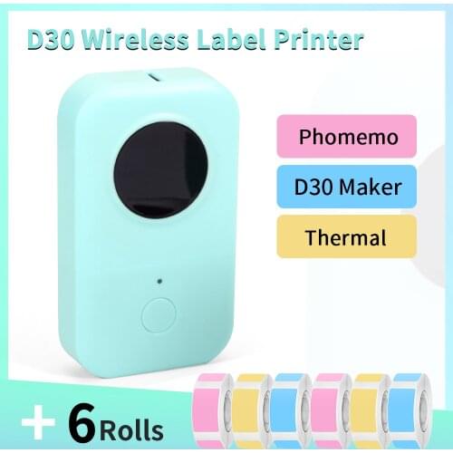 Phomemo D30 5PCS D30 Mini Inkless Label Printer Bundle Wireless Label Printer Portable Pocket Label Printer Bluetooth-Compatible
