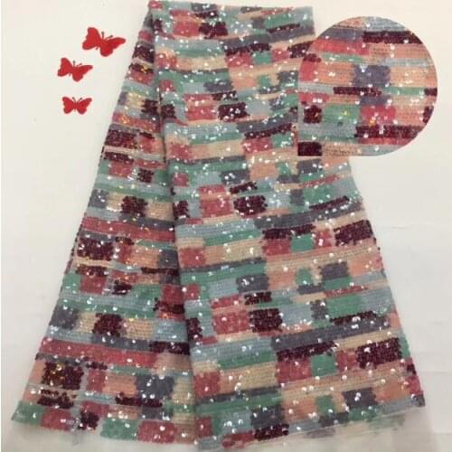Nigerian French sequins Lace Fabric L-96611 hot sale embroidered Net Lace fabric