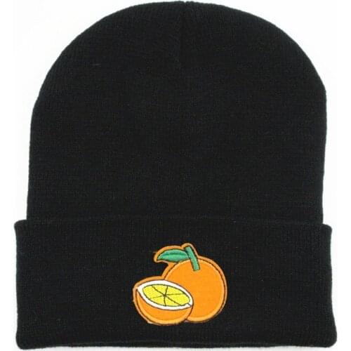 Orange fruit embroidery Thicken knitted hat winter warm hat Skullies cap beanie hat for kid men women 321