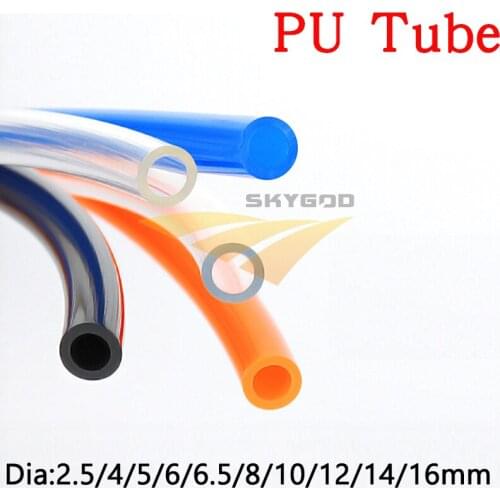 High Pressure PU Tube 2.5 4 5 6 6.5 8 10 12 14 16 mm Diameter Pneumatic Parts Flexible Hose Water Air Gas Compressor Soft Pipe