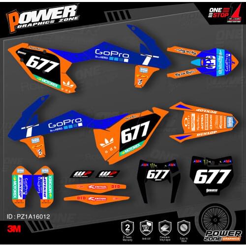 PowerZone Custom Team Graphics Backgrounds Decals 3M Stickers Kit For KTM SX SXF MX 16-18 EXC XCW Enduro 17-19 125 to 500cc 12