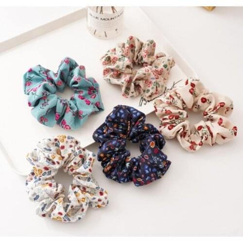 Vintage Printed Scrunchies For Women Hair Accessories Fashion Soft Elastic Rubber hair Band Girl Ponytail Holder korean Hair Tie