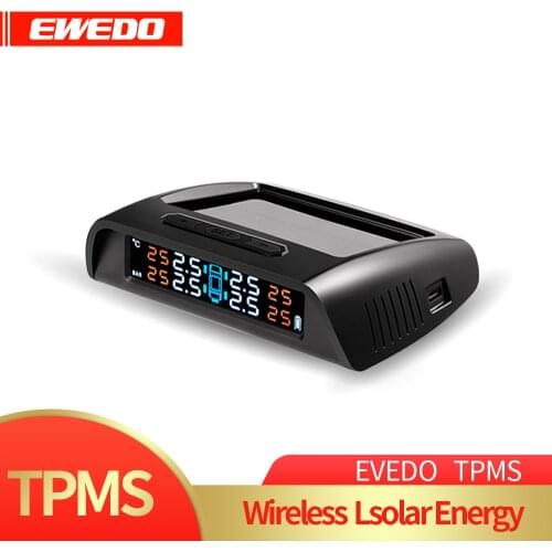 Sameuo TPMS Car Tire Pressure Alarm Monitor System TPMS sensor glass wireless Solar power tpms with 4 external senso for cars