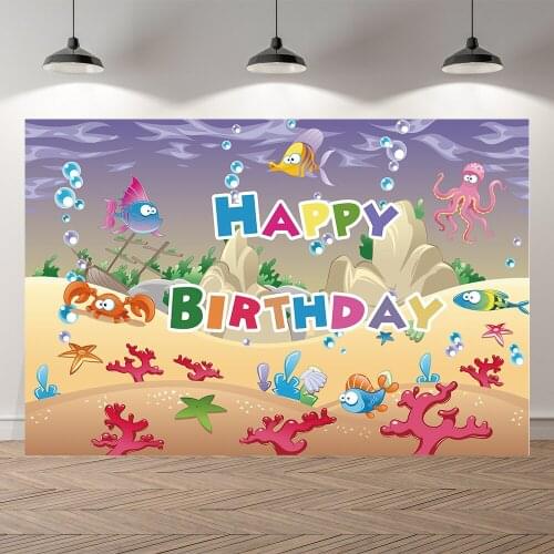 Seekpro Baby Birthday Cartoon Shark Underwater World Dolphin Birthday Party Backgrounds Photography Backdrops For Photo Studio