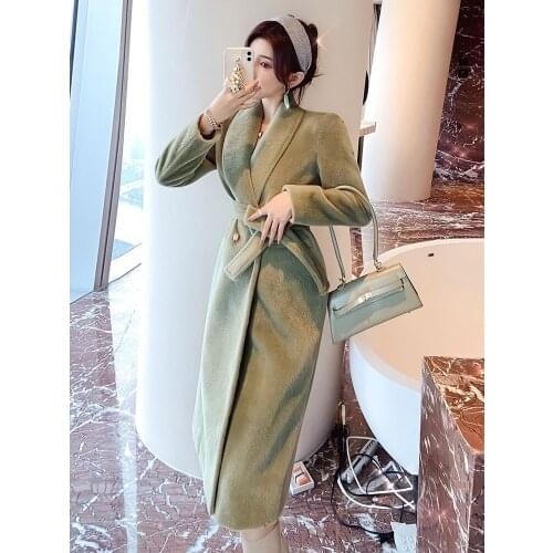 Woollen Coat Womens Middle Long 2021 New Autumn and Winter Thickened Hepburn Tweed Coat Korean Version Loose Over the Knee