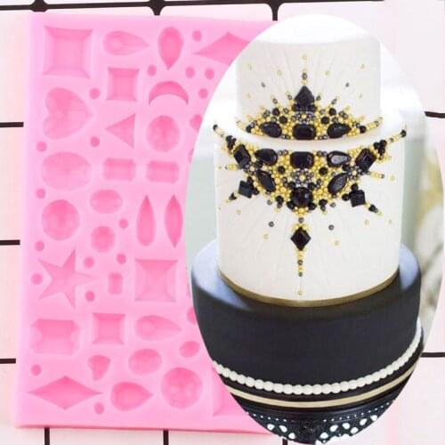 Diamond Gem Jewelry Silicone Mold Wedding Fondant Cake Border Molds Chocolate Gumpaste Mould Cake Decorating Tools Candy Resin