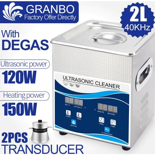 2L 120W Digital Ultrasonic Cleaner Heater Degas Stainless Steel Bath Home Use Jewelry Glasses Spark Plug Bead Carving Rust Oil