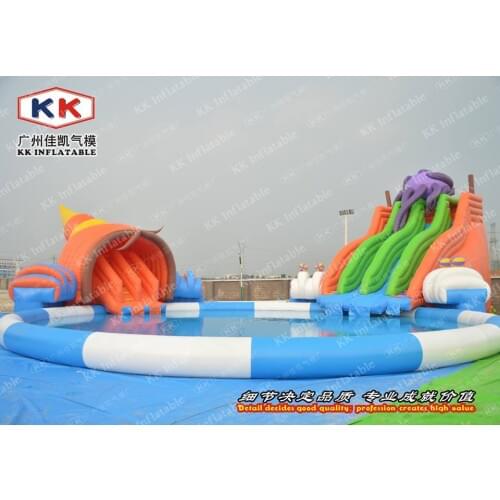High quality adult and kid hotel inflatable water park games with Octopus slides