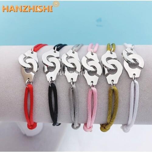 High Quality Stainless Steel Handcuff Bracelet For Women Men Adjustable Rope Bracelet Menottes Bijoux Corde Bracelet