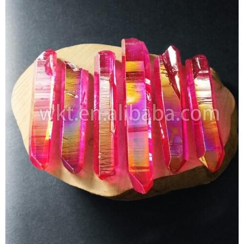WT-G064 Wholesale charm aura crystal stone for jewelry making aura spirit crystal quartz blink red beautiful color natural stone