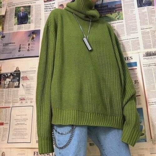 Turtleneck Sweater Women Casual Solid Oversized Pullover Ladies Winter Warm Long Sleeve Knitted Jumper Korean Loose Streetwear