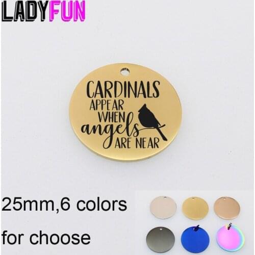 Cardinals Appear When Angels Are Near Round Charm Stainless Steel Bible Verse Red Bird Memory Gifts Charms DIY Pendant 10pcs