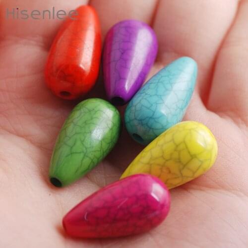 11x22mm Bracelet pendant ornament Acrylic Bead Smooth surface Crack pattern Water drop shape interval Beads 20pcs