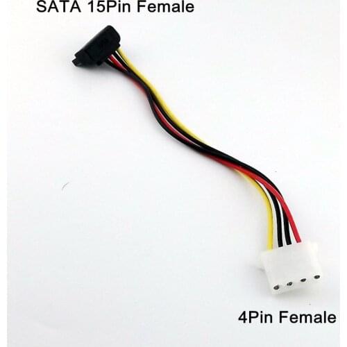 1x IDE 4 Pin Female Molex to SATA 15 Pin Female 90 Degree Right Angled HDD Power Adapter Cable 20cm