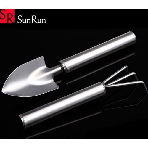 2pcs / set hand tools gardening kit bonsai stainless steel shovel rake shovel ripper garden digging tools