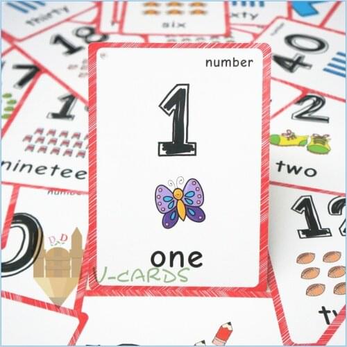 35pcs Digital Vocabulary Cards For Kids English Number Flash Cards Picture Match Game Early Learning Educational Toys