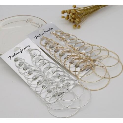 6Pairs 9Pairs 12 Pairs Hoop Earrings Set Big Circle Earring Fashion Jewelry for Women Girls Steampunk Ear Clip korean Earrings