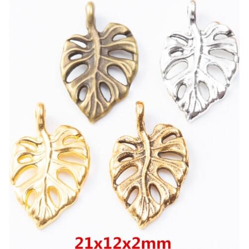 70 pieces of retro metal zinc alloy leaves pendant for DIY handmade jewelry necklace making 8131