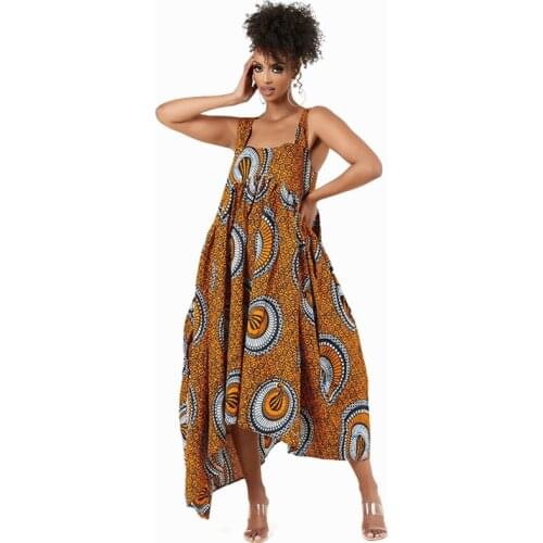 Polyester Sleeveless African Dresses For Women 2021 Vetement Femme Dashiki Print Africa Clothes Dashiki Ankara Dresses Ladies