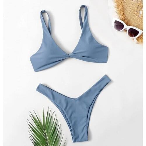 Bikini 2021 Swimsuit Women Micro Sexy High Waist Push Up Swimwear Two Piece Bikini Set Solid Bather Bathing Suit Beachwear