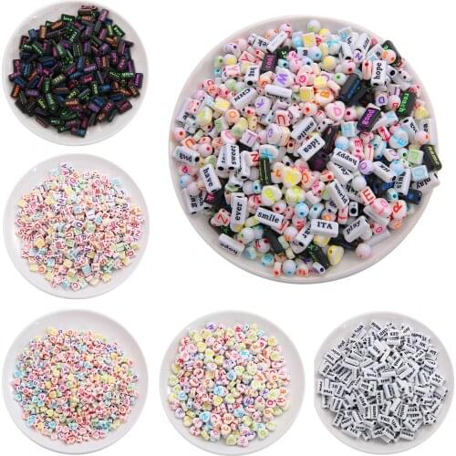 7~14mm Mixed Letter Acrylic Beads Round Flat Heart Alphabet Spacer Beads For Jewelry Making Handmade Diy Bracelet Necklace