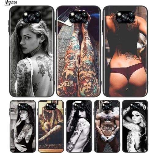 Fashion Tattoo Girl For Xiaomi Redmi K30 K30S Mi 10T Lite Pro Poco X3 NFC X2 M3 M2 F2 Pro C3 F1 Black Phone Case Cover