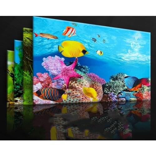 3D Aquarium Landscape Poster Fish Tank Background Painting Sticker Double-sided Ocean Sea Plants Backdrop HD Aquarium Decoration