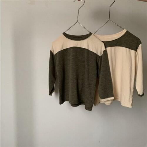 Children Sweatshirts 2021 Autumn New Boys Round Neck Pullover Girls Patch Loose Long-sleeved Tops Fall Clothes for Kids T Shirt