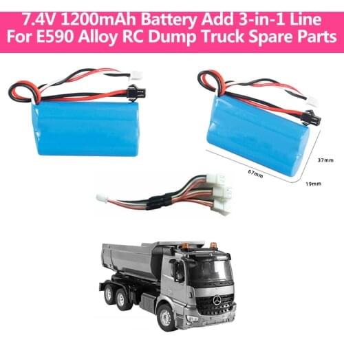E590 Alloy Remote Control Dump Truck 7.4V 1200mAh Battery And Three-In-One Charging Cable For E590 APP Control 1:20 RC Vehicle