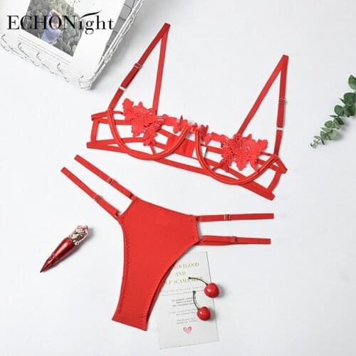 Echonight Lingerie Sexy Womens Underwear Set Transparent Bra Lingerie Set Sexy Lace Underwear Lenceria Brief Sets Wholesale
