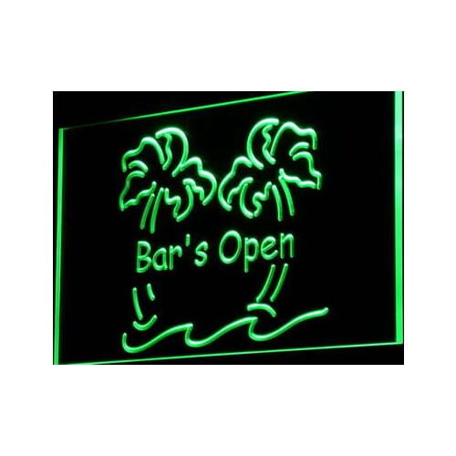I814 Bar is Open Palm Tree Pub Beer Decor Neon Light Light Signs On/Off Switch 20+ Colors 5 Sizes